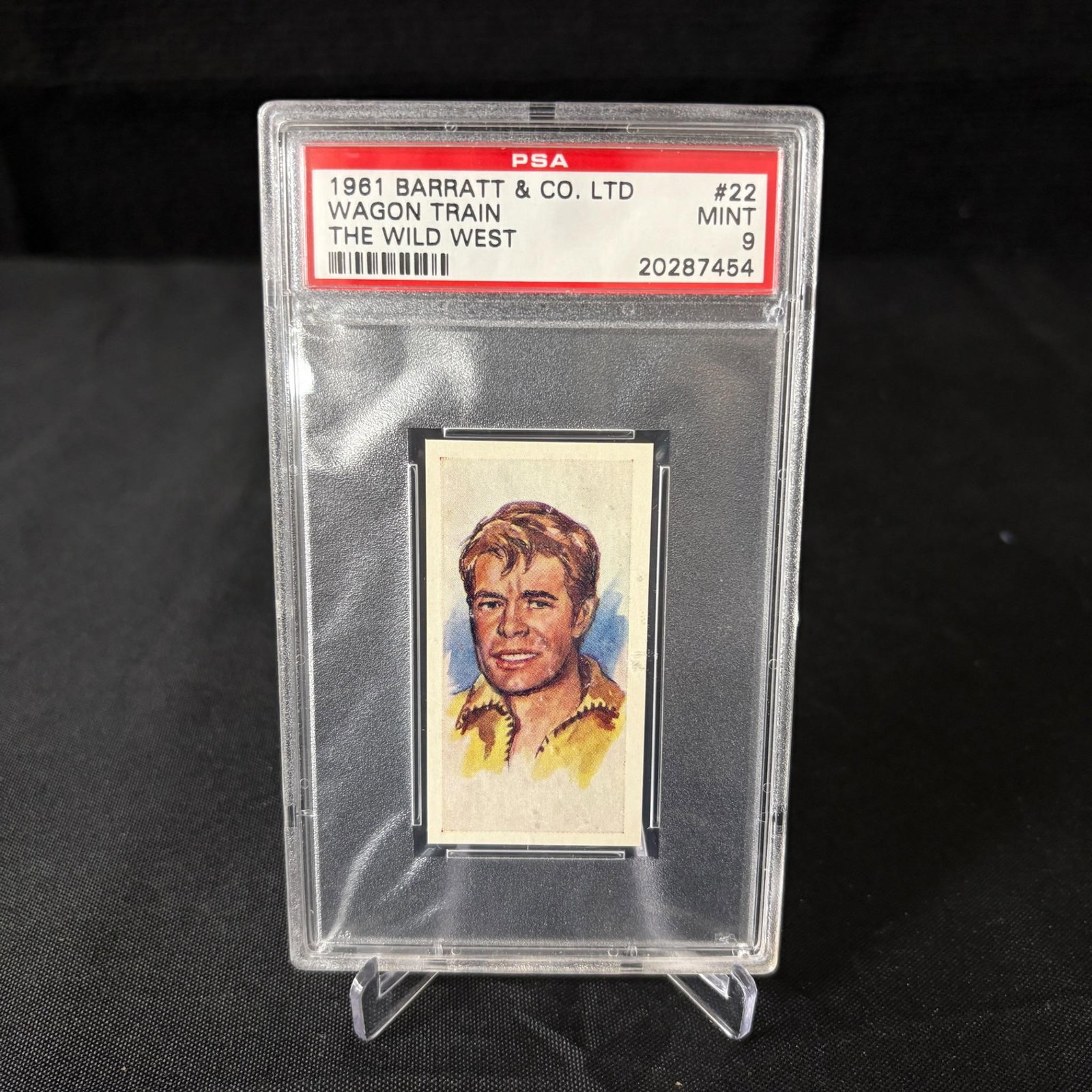 PSA 9 Wagon Train 1961 Barratt & Co.: PSA 9 Wagon Train #22 The Wild West 1961 Barratt & Co. Tobacco Card. We are a veteran owned company. Please look at photos carefully. All items are available for virtual preview by appointment. As a r
