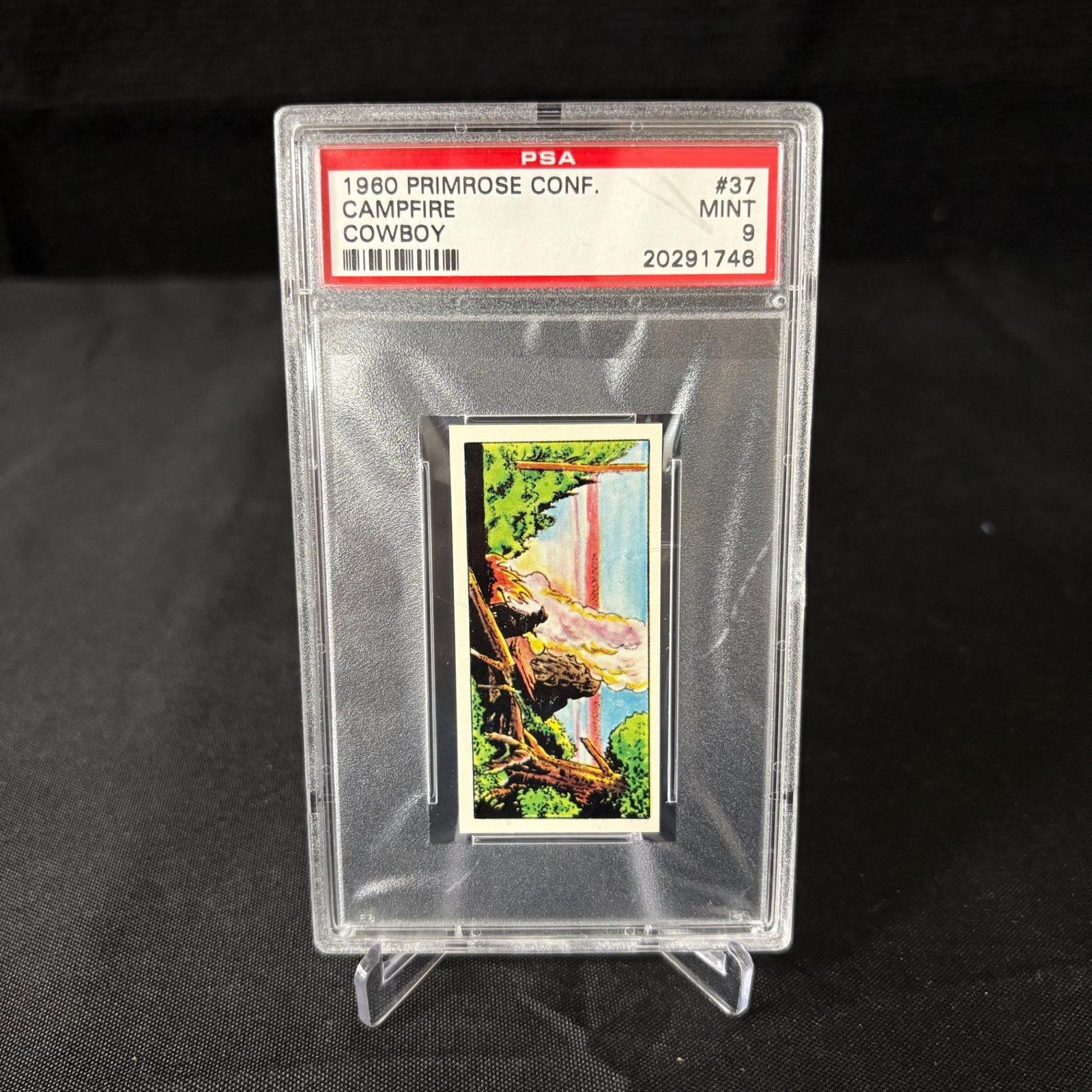 PSA 9 Campfire 1960 Primrose: PSA 9 Campfire #37 Cowboy Series 1960 Primrose Tobacco Card. We are a veteran owned company. Please look at photos carefully. All items are available for virtual preview by appointment. As a result, a