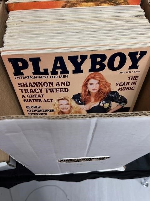 Short box 1970s and 80s Playboy Magazines: Nice short box filled with a mix of 1970s and 80s magazines. We are a veteran owned company. Please look at photos carefully. All items are available for virtual preview by appointment. As a result, a
