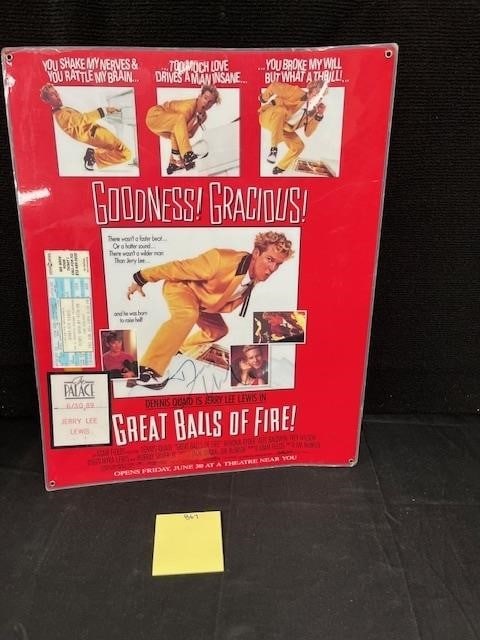 Jerry Lee Lewis Sig Display Poster/Ticket No COA (1 of 3)