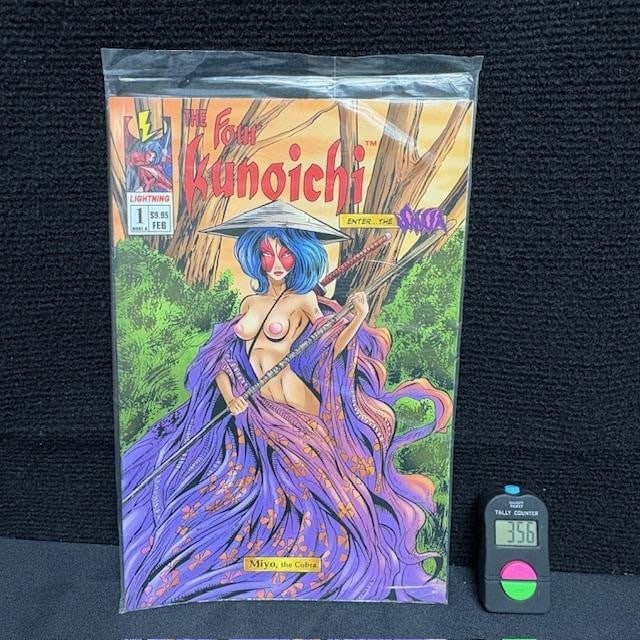 Four Kunoichi 1 Nude A Ed Comic #474/600 Unopened: Four Knuoikchi unopened and polybagged Nude A Edition individually numbered to just 600 copies. We are a veteran owned company. Please look at the Photos Carefully to determine condition of lot. All l