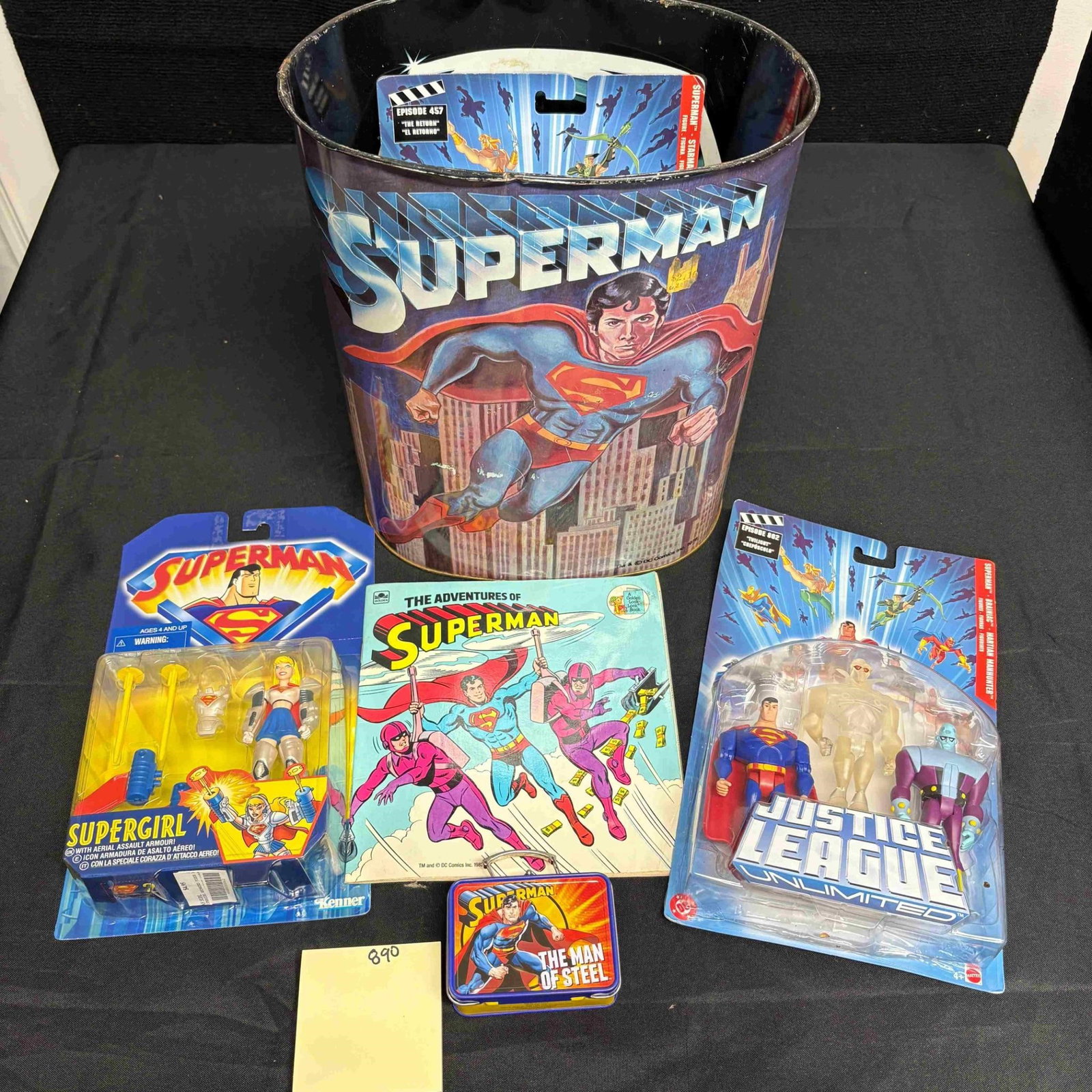1970's Superman Tin w/Vintage Superman Items: We are a veteran owned company. Please look at the Photos Carefully to determine condition of lot. All lots sold as is. Please message if you have any questions. By placing a bid, you agree to the ter