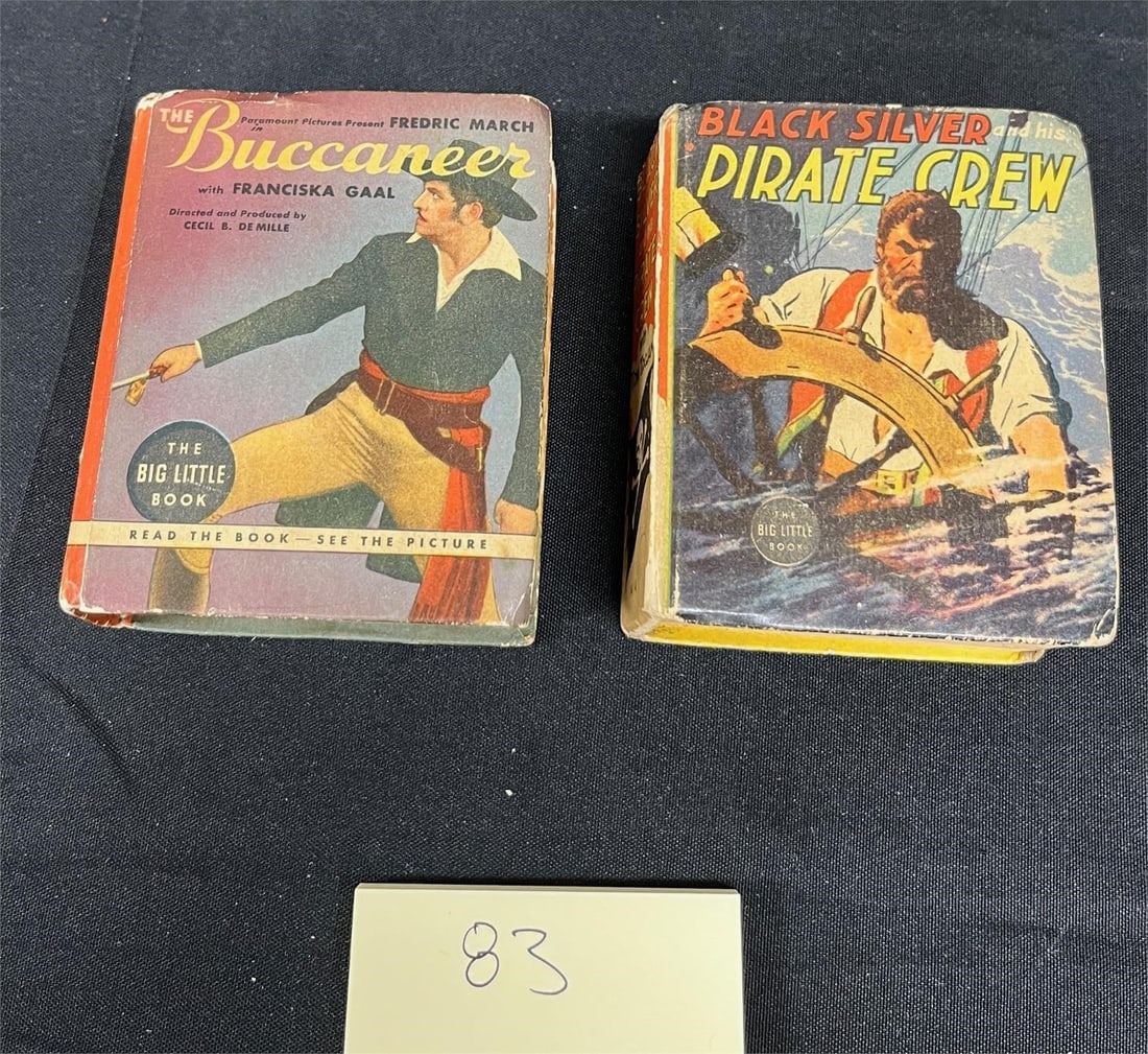 Golden Age Big Little Books w/Pirates: Please look at photos carefully. All sales are final. Items sold as is. We offer virtual and in person previews of any lots up until auction day. By placing a bid you agree to allow us to charge the c