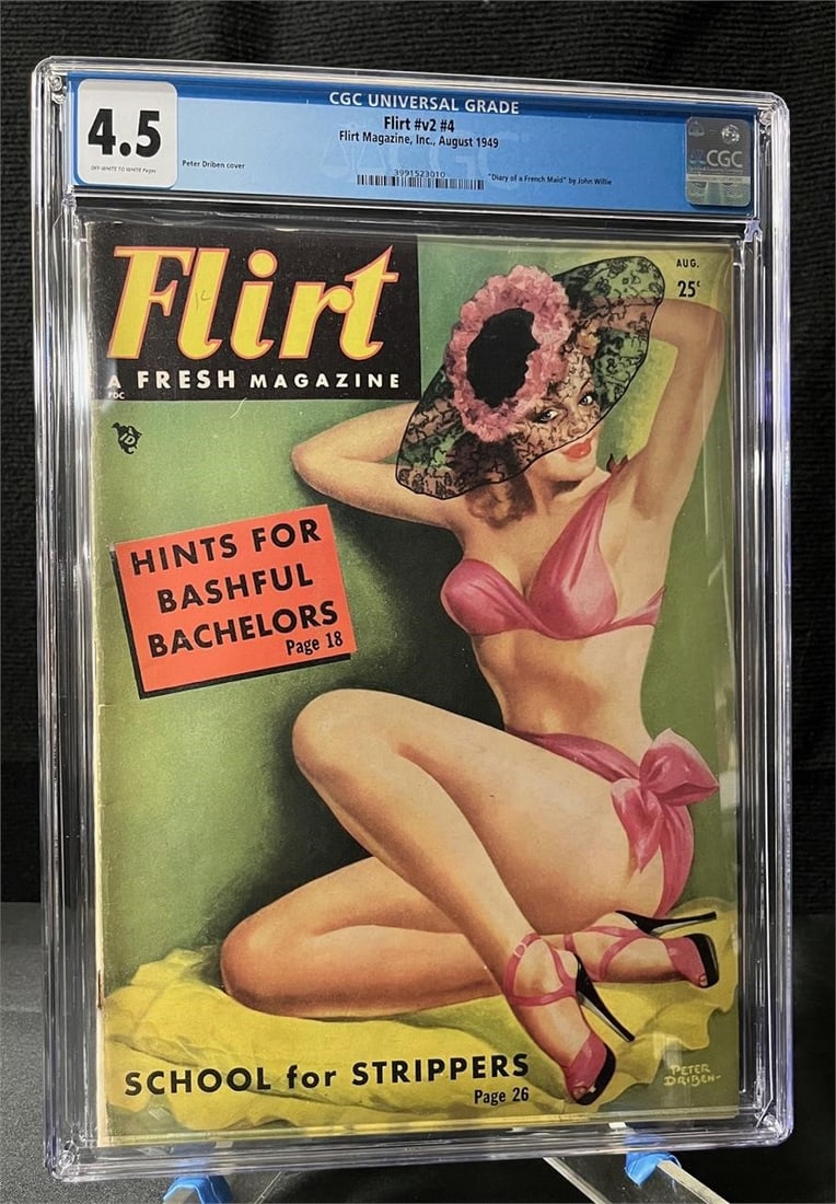 Flirt V2 #4 CGC 4.5 Mature Golden Age Magazine: Peter Driben Cover, Golden Age Mature Magazine. Please look at photos carefully. All sales are final. Items sold as is. We offer virtual and in person previews of any lots up until auction day. By pla