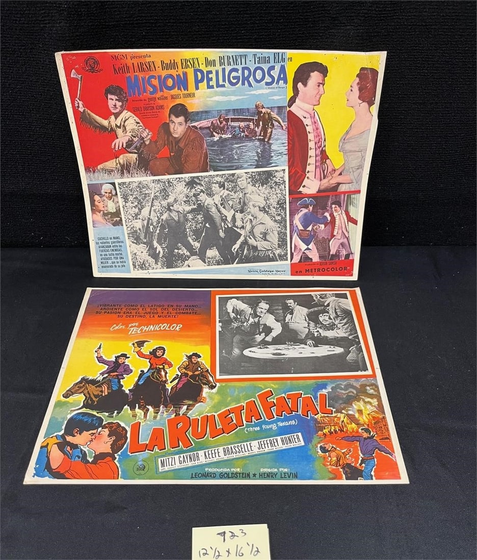 Dangerous Mission + Spanish Lobby Cards: Please look at photos carefully. All sales are final. Items sold as is. We offer virtual and in person previews of any lots up until auction day. By placing a bid you agree to allow us to charge the c