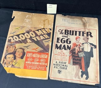 Two Original 1939 Movie Window Cards