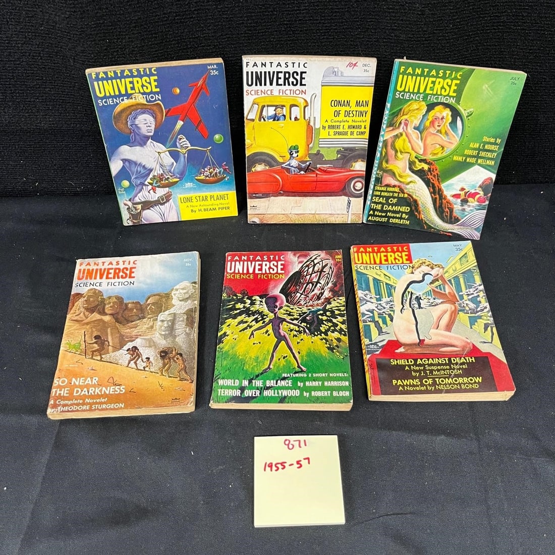 Fantastic Universe Pocket Pulp Group 1955-57: Please look at photos carefully. All sales are final. Items sold as is. We offer virtual and in person previews of any lots up until auction day. By placing a bid you agree to allow us to charge the c
