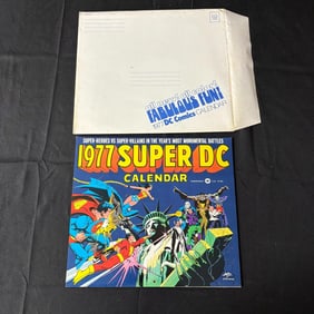 1977 Super DC Calendar w/Sleeve NIB Unmarked