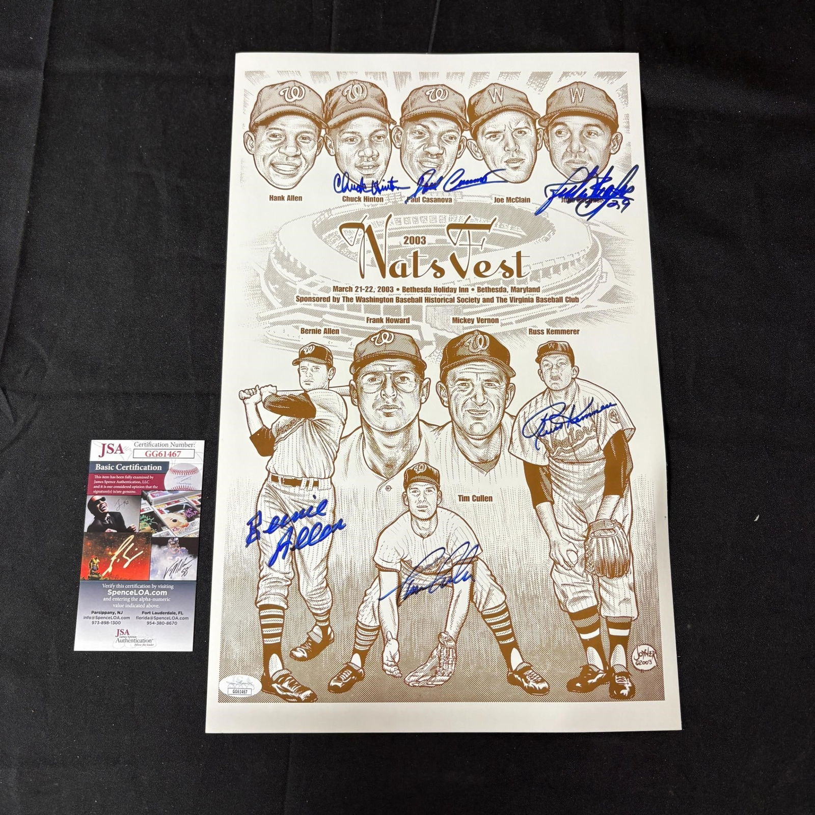 Signed Washington Senators Poster w/JSA COA (1 of 2)
