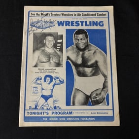Vintage Signed Wrestling Program Multiple Sigs