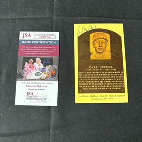 Carl Hubbell Signed Card JSA/COA