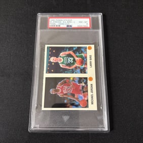Michael Jordan/Larry Bird 90 Panini PSA 8