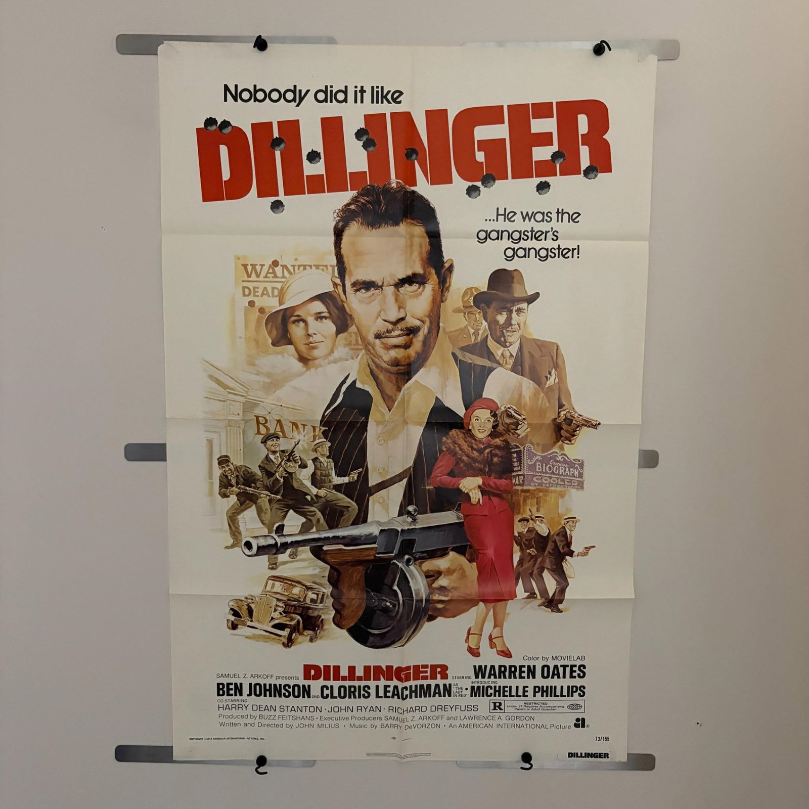Dillinger Original Movie Poster: Dillinger Original 1973 Movie Poster. Staring warren oates. Vintage Movie Memorabilia. Dimensions: 27x41 Please look at photos carefully. All sales are final. Items sold as is. We offer virtual and in