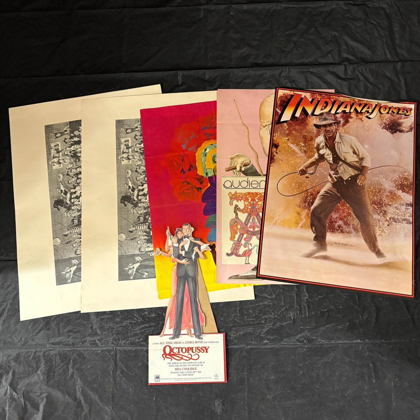 Indiana Jones promo Poster +: Please look at photos carefully. All sales are final. Items sold as is. We offer virtual and in person previews of any lots up until auction day. By placing a bid you agree to allow us to charge the c