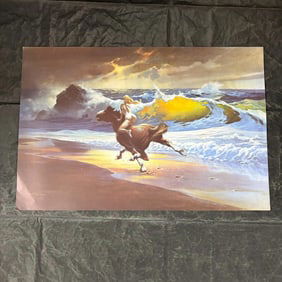 Frank Frazetta Colored Print on faux Canvas Paper