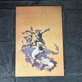 Frank Frazetta Colored Print on faux Canvas Paper