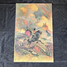 Frank Frazetta Colored Print on faux Canvas Paper