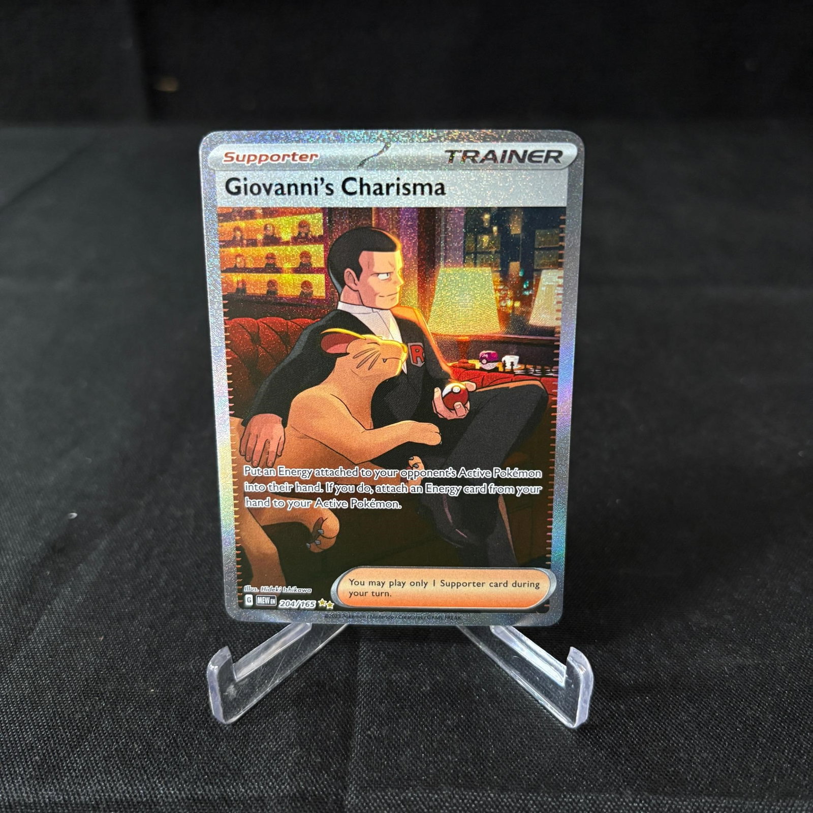 Giovanni's Charisma #204 SIR English 151 Pokemon Card: Please look at photos carefully. All sales are final. Items sold as is. We offer virtual and in person previews of any lots up until auction day. By placing a bid you agree to allow us to charge the c