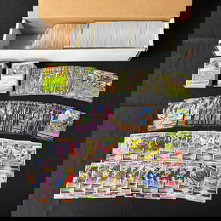 Large lot of Modern Pokemon Cards, VSTAR, Vs, EX: 900 Bulk 100 Holo 100 RH 50 V 50 EX 20 VSTAR Please look at photos carefully. All sales are final. Items sold as is. We offer virtual and in person previews of any lots up until auction day. By placin
