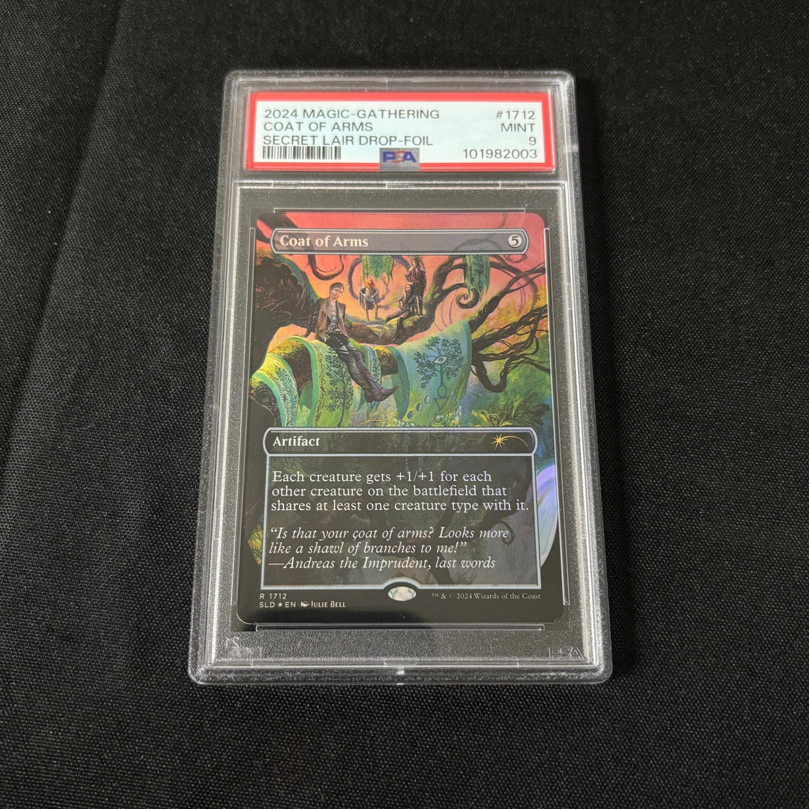 PSA 9 Coat of Arms MTG SLD Foil: PSA 9 Coat of Arms #1712 Magic the Gathering Secret Lair Drop Card. Please look at photos carefully. All sales are final. Items sold as is. We offer virtual and in person previews of any lots up until