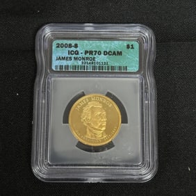James Monroe Dollar Coin 2008 S ICQ-PR70