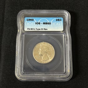 ICG MS65 1963 Quarter Type B Rev FS-901 25 Cent