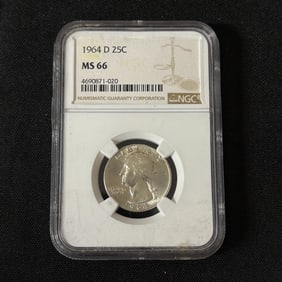NGC MS66 1964 D Quarter 25 Cent