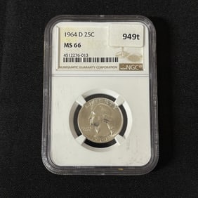 NGC MS66 1964 D Quarter 25 Cent