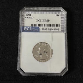 PCI PR69 1961 Cameo Quarter 25 Cent