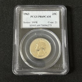 PCGS PR69 CAM 1963 Quarter 25 Cent