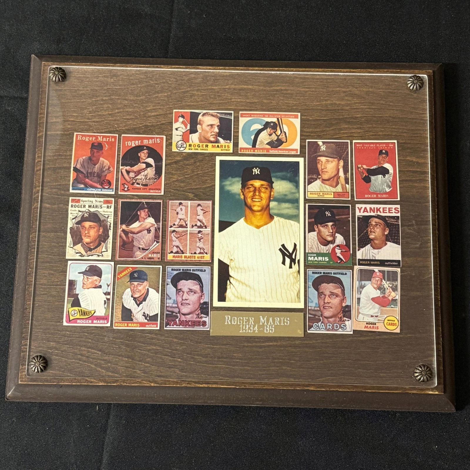 Roger Maris Stamp Plaque: Please look at photos carefully. All sales are final. Items sold as is. We offer virtual and in person previews of any lots up until auction day. By placing a bid you agree to allow us to charge the c