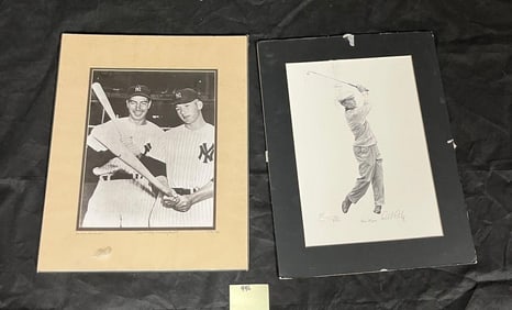 Joe Dimaggio & Mantle Photo Ben Hogan Print