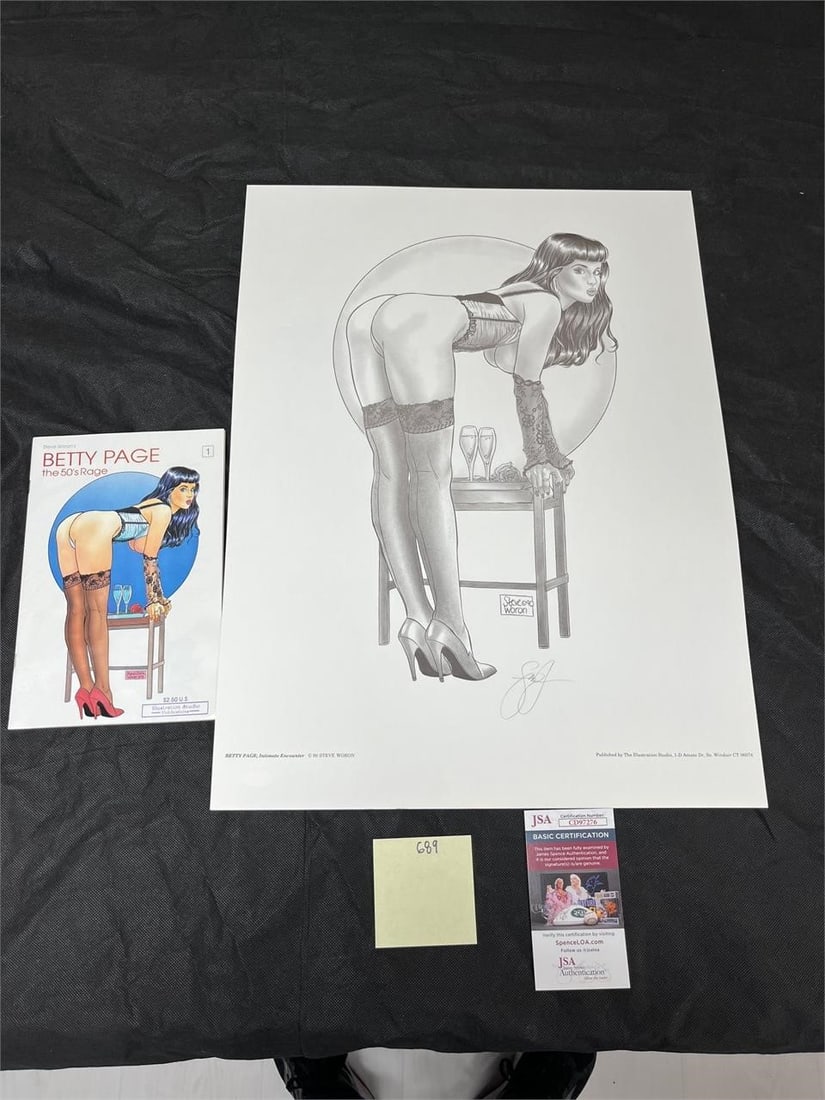 Steve Woron Signed Betty Page Cover Print w/ Comic (1 of 3)