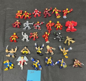 Group of Iron Man & Wolverine Action Figures