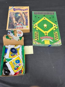 1946 Bambino board game, Fleer mini helmets +