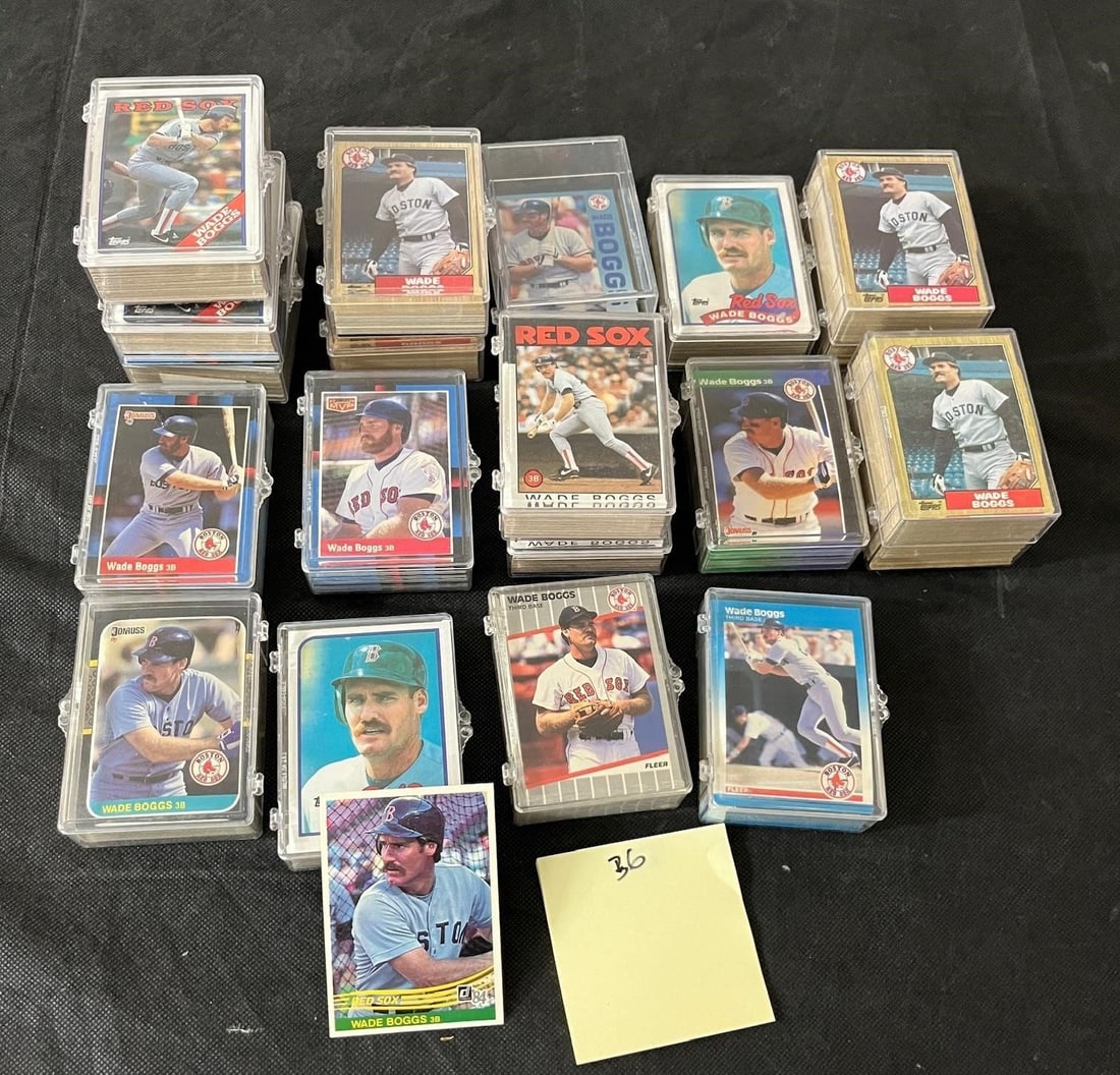 Huge Wade Boggs Sports Card Lot 100's of Boggs!: Heavy in the 1980s... most have at least 25 per year and brand. A great lot for the dealer. All items are sold as is. Please look at pictures carefully to determine what you believe are the condition 