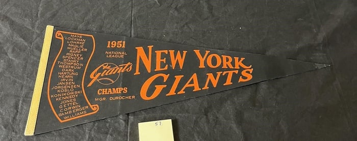 1951 NY Giants Base Ball Pennant Willie Mays