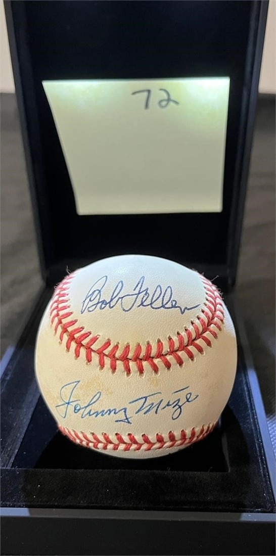 Bob Feller, Johnny Mize, Slaughter Signed OAL Ball (1 of 3)