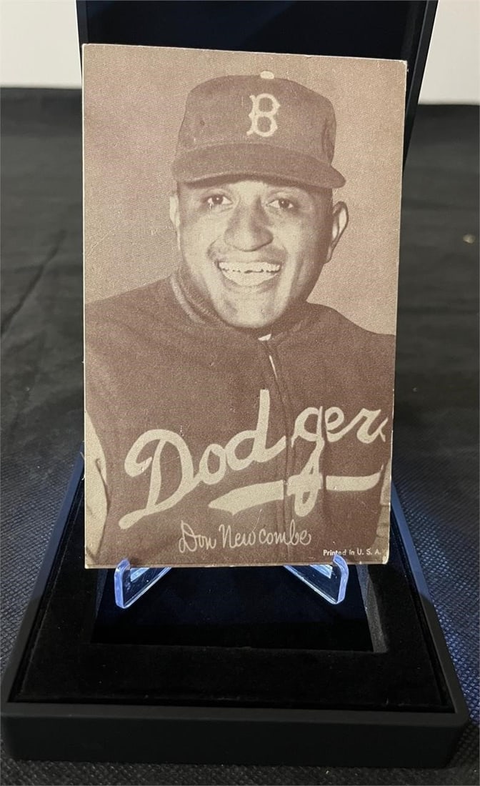 1950s exhibit card of Don Newcombe: All items are sold as is. Please look at pictures carefully to determine what you believe are the condition of each lot. By choosing which card to use to register to bid, you authorize us to use the c