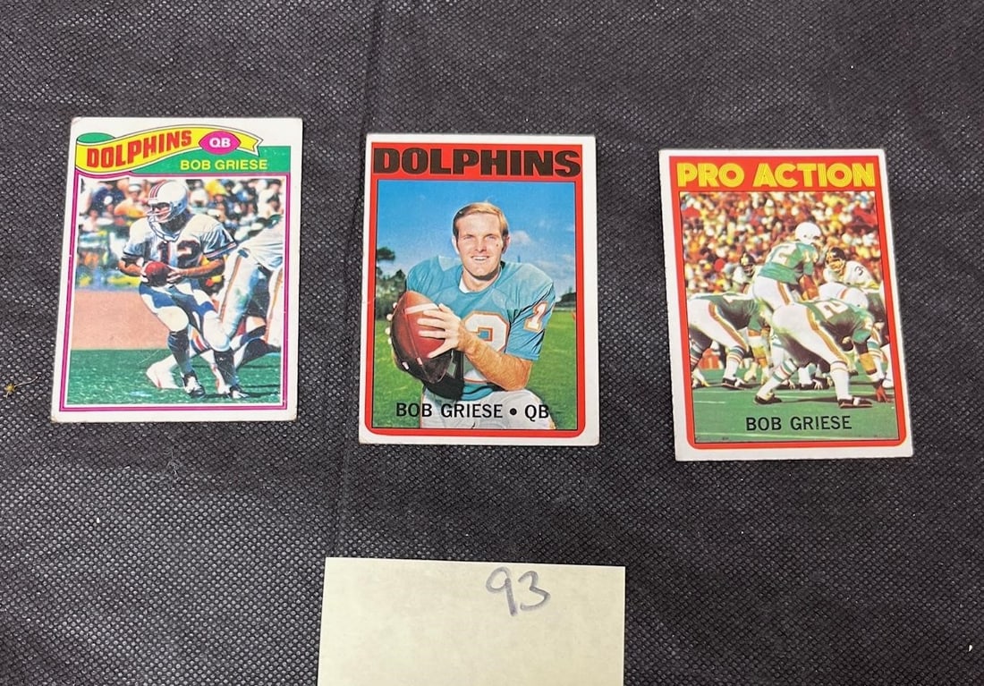 Bob Griese Topps Football Cards: All items are sold as is. Please look at pictures carefully to determine what you believe are the condition of each lot. By choosing which card to use to register to bid, you authorize us to use the c