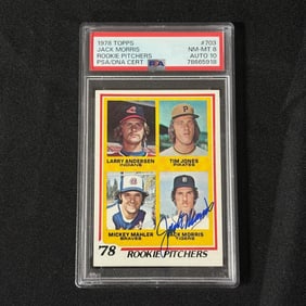 PSA 8 Auto 10 Jack Morris Rookie Pitchers