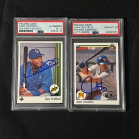 PSA Auto Baseball Cards Gary Sheffield, Juan Gonz
