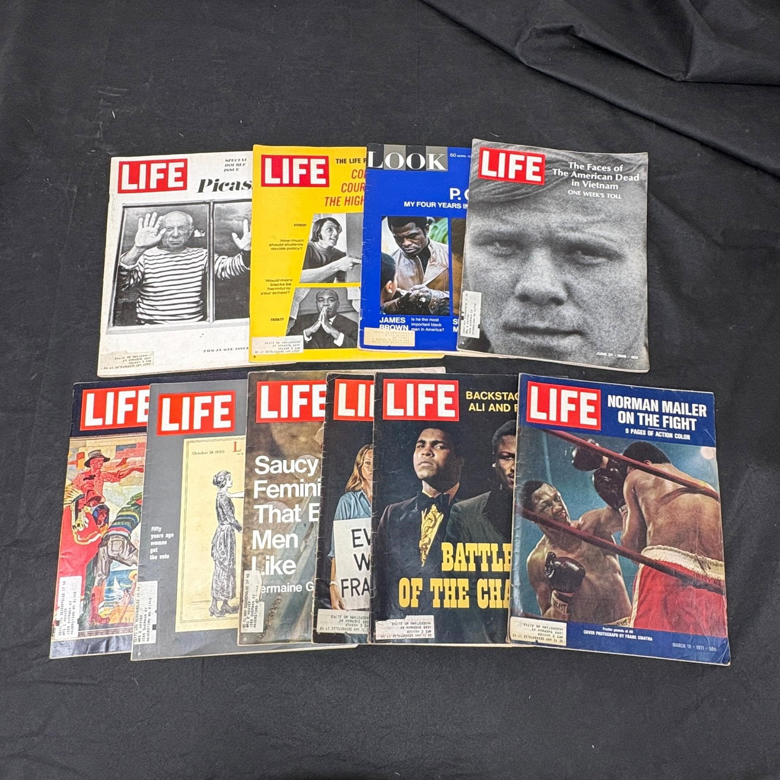 Life Magazine Lot, Picaso, Ali Covers.: All items are sold as is. Please look at pictures carefully to determine what you believe are the condition of each lot. By choosing which card to use to register to bid, you authorize us to use the c