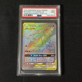 PSA 9 Reshiram & Charizard GX Rainbow