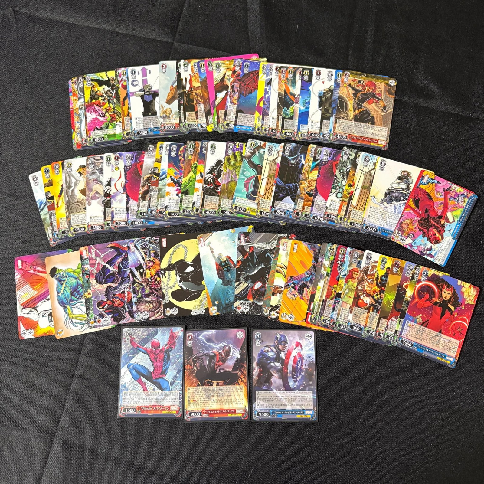 Weiss Schwarz Marvel Trading Cards, w/ Foils: All items are sold as is. Please look at pictures carefully to determine what you believe are the condition of each lot. By choosing which card to use to register to bid, you authorize us to use the c