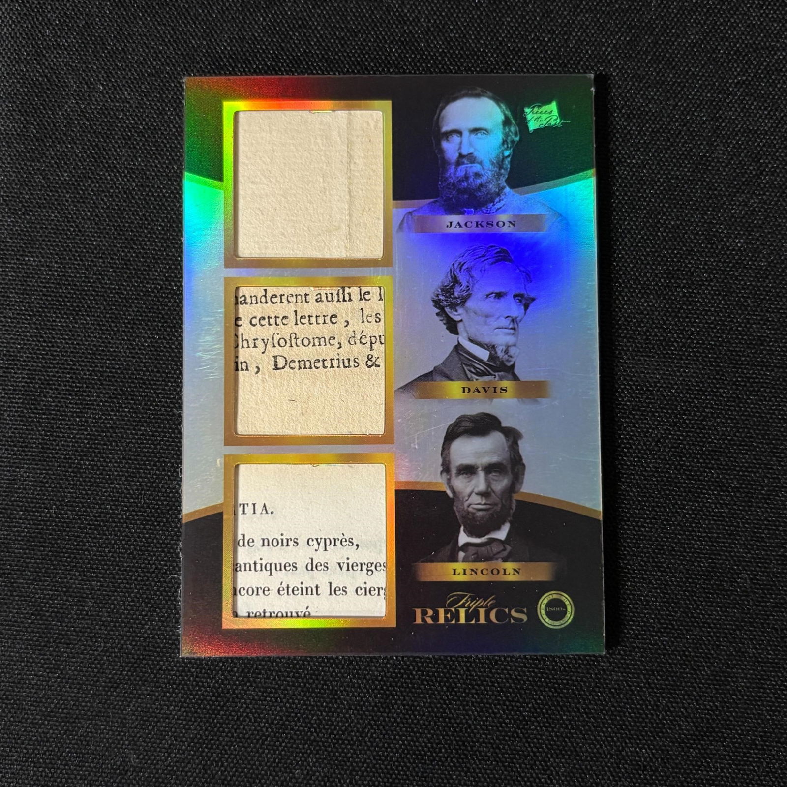 Jackson, Davis, Lincoln Triple Relic Card (1 of 2)