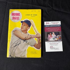 Ralph Kiner Signed Baseball digest Mag, JSA COA