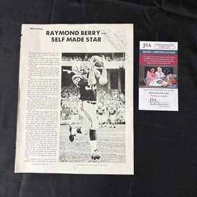 Raymond Berry Signed Magazine Page, JSA COA