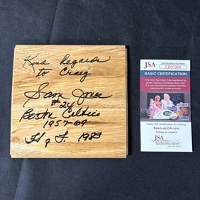 Sam Jones Signed Floorboard JSA COA Celtics Great!