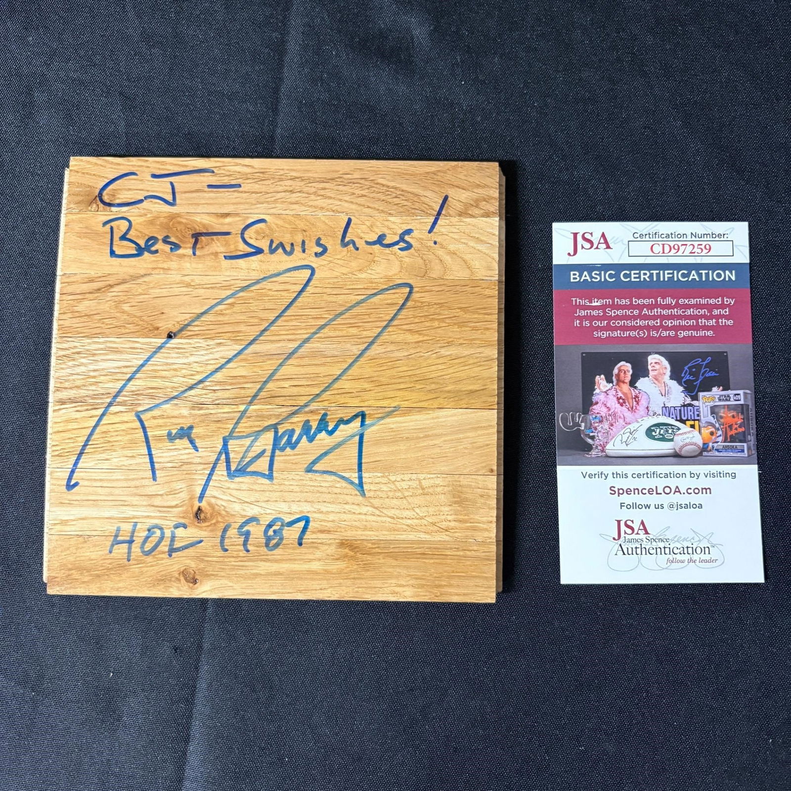 Rick Barry Signed Floorboard JSA COA Warriors (1 of 2)